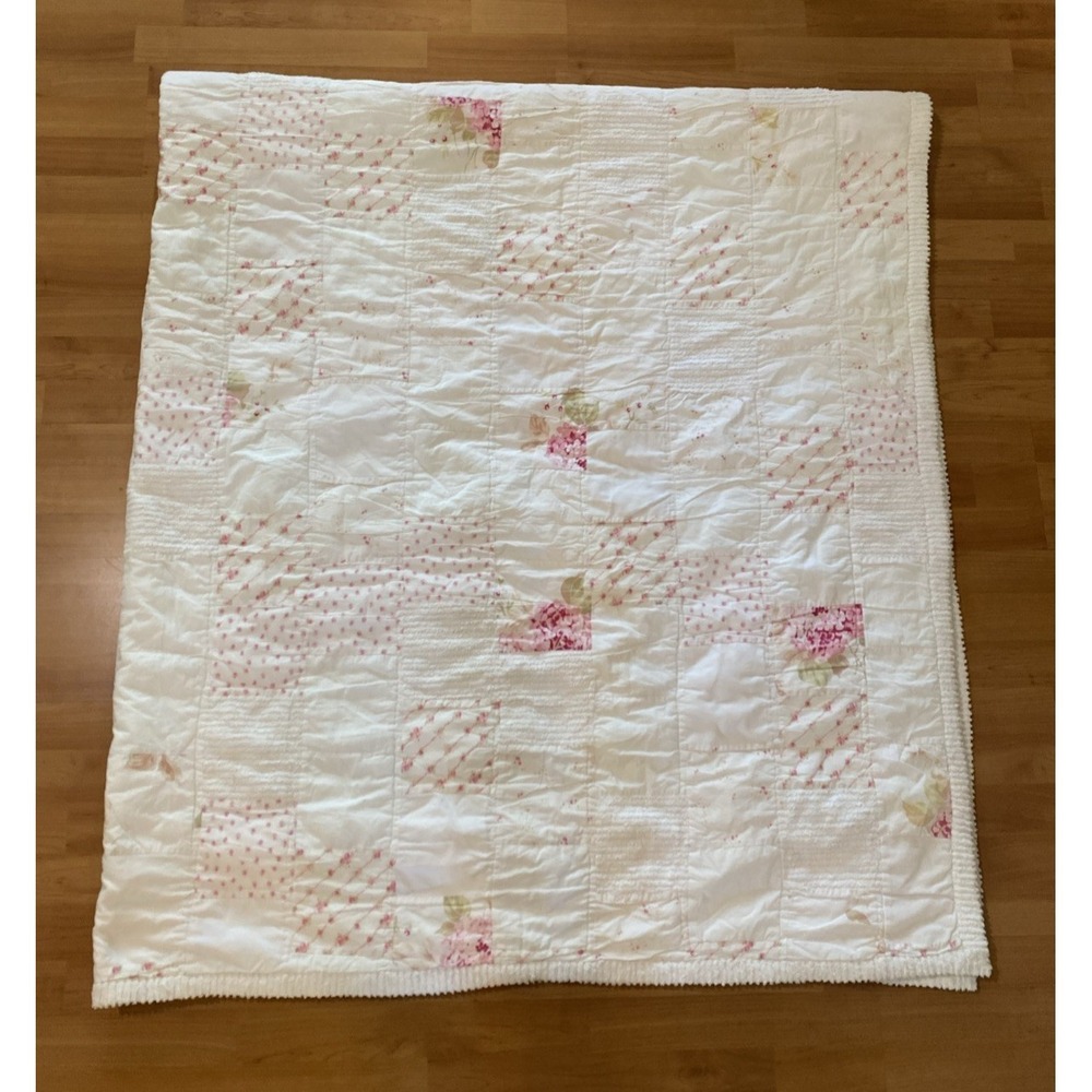 Rachel Ashwell Simply Shabby Chic Chenille Patchwork Pink Roses Quilt - Queen